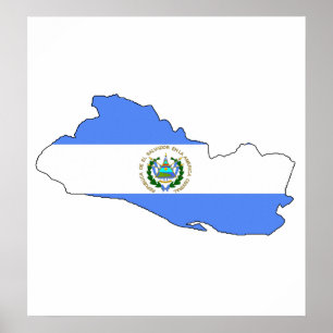 Póster Mapa de la bandera de El Salvador del mismo tamañ