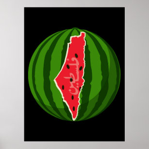 Póster Mapa de la bandera de la sandía palestina. Palesti