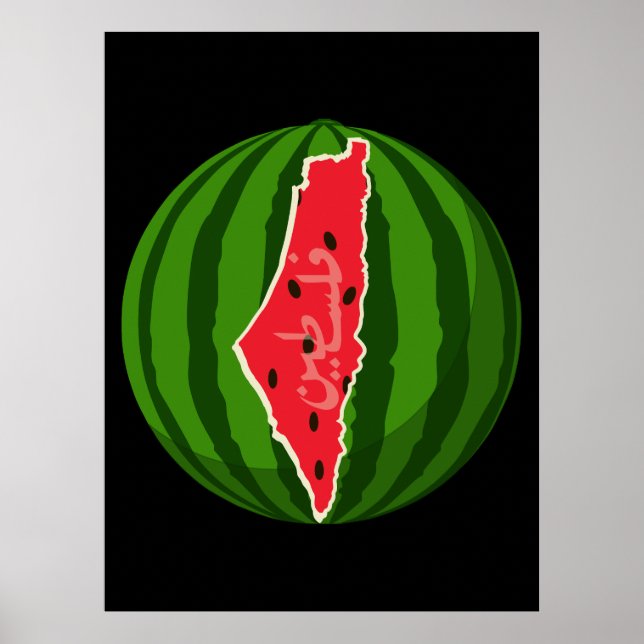 Póster Mapa de la bandera de la sandía palestina. Palesti (Frente)