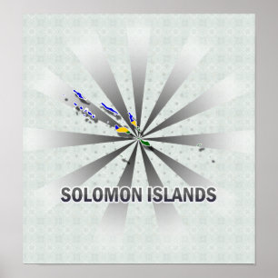 Póster Mapa de la bandera de las Islas Salomón 2.0