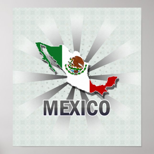 Póster Mapa de la bandera de México 2.0 (Frente)
