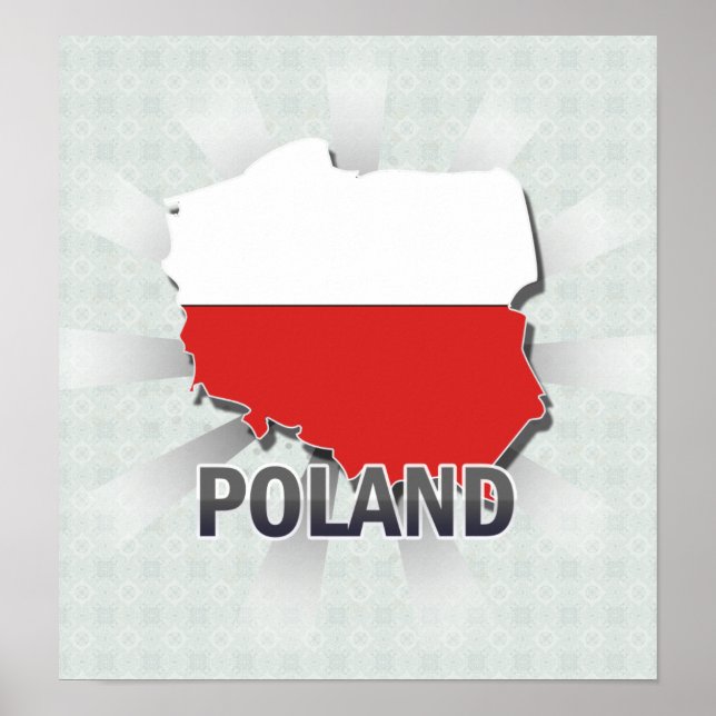 Póster Mapa de la bandera de Polonia 2.0 (Frente)
