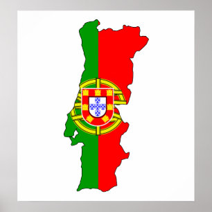 Póster Mapa de la bandera de Portugal del mismo tamaño