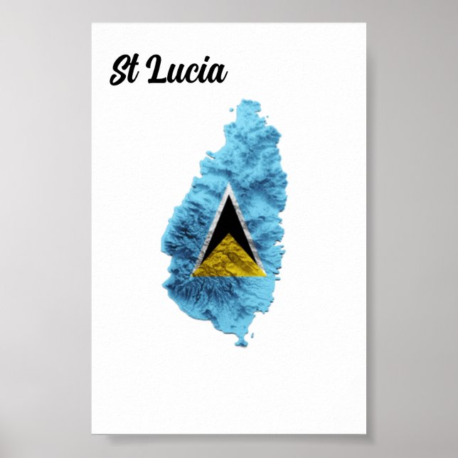 Póster Mapa de la bandera de Santa Lucía (Frente)
