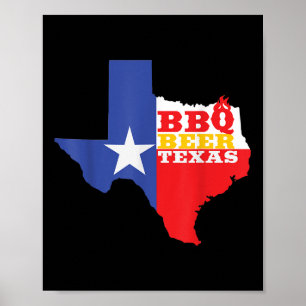 Póster Mapa de la bandera de Texas Barbacoa de verano Cer