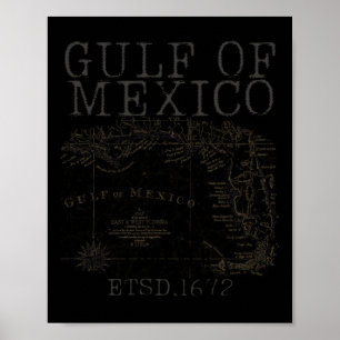 Póster Mapa De La Bandera Del Golfo De México De Estados 