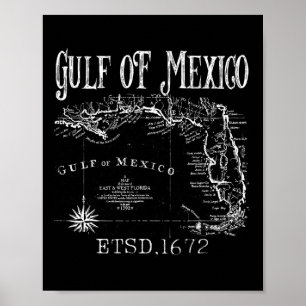 Póster Mapa De La Bandera Del Golfo De México De Estados