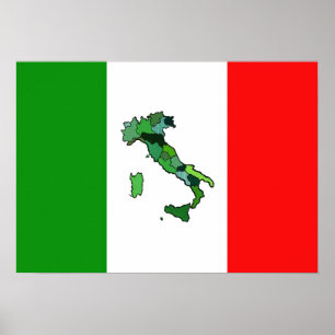 Póster Mapa de la bandera italiana