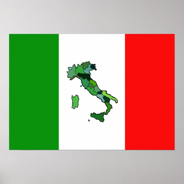 Póster Mapa de la bandera italiana (Frente)