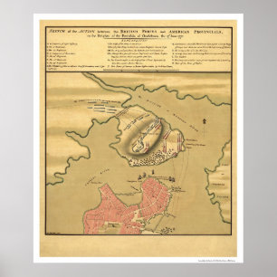 Póster Mapa de la batalla de Charlestown - 1775