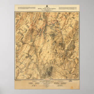 Póster Mapa de la batalla de Gettysburg