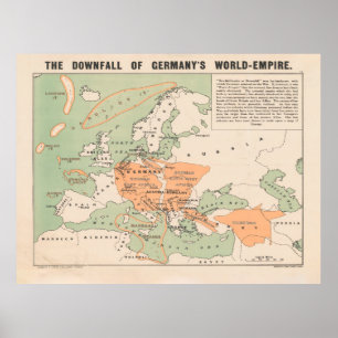 Póster Mapa de la caída de Alemania en la Primera Guerra 