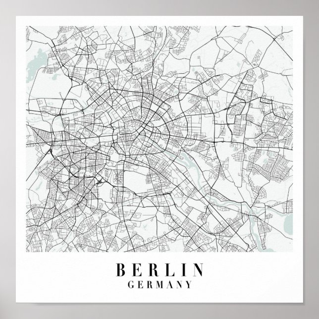 Póster Mapa de la Calle Azul de Alemania en Berlín (Frente)