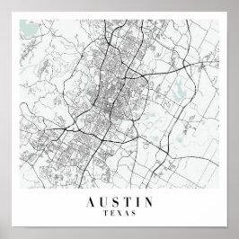 Póster Mapa de la Calle Azul de Austin Texas