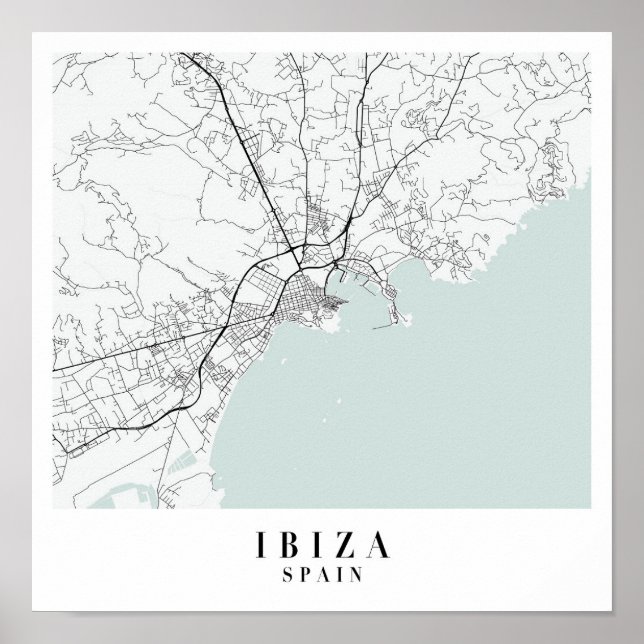 Póster Mapa de la Calle Azul de Ibiza España (Frente)