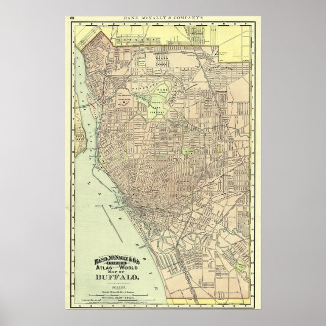 Póster Mapa de la calle Buffalo, 1892 (Frente)
