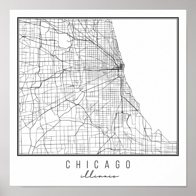 Póster Mapa de la calle Chicago Illinois (Frente)