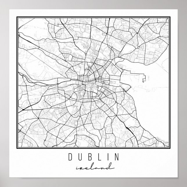 Póster Mapa de la calle de Dublin Ireland (Frente)