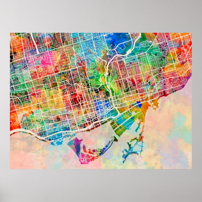 Póster Mapa de la calle de la ciudad de Toronto (Frente)