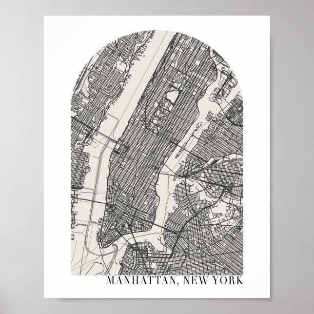 Póster Mapa de la calle del Boho Minimal Arch de Manhatta (Frente)