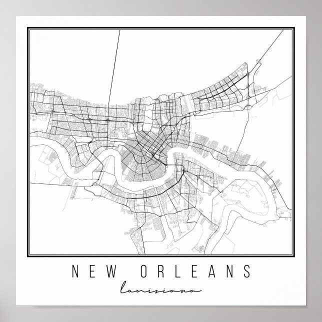 Póster Mapa de la calle Louisiana de Nueva Orleans (Frente)