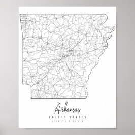 Póster Mapa de la calle mínima de Arkansas