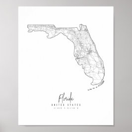 Póster Mapa de la calle mínima de Florida