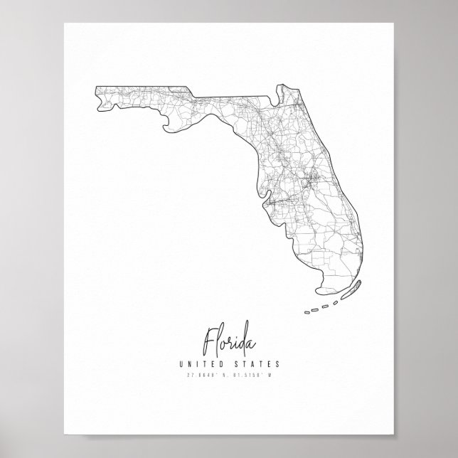 Póster Mapa de la calle mínima de Florida (Frente)