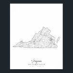 Póster Mapa de la calle mínima de Virginia<br><div class="desc">Mapa de la calle mínima de Virginia</div>