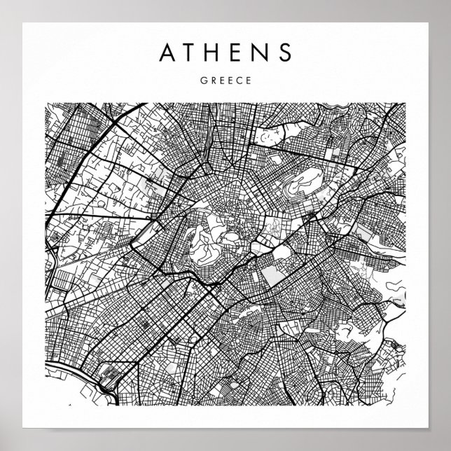 Póster Mapa de la calle moderna mínima de Atenas Grecia (Frente)