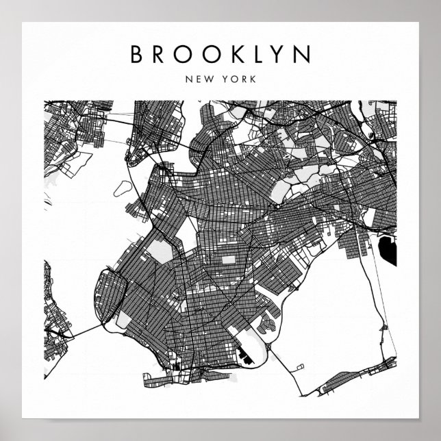 Póster Mapa de la calle moderna mínima de Brooklyn en Nue (Frente)