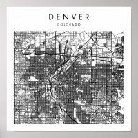Mapa de la calle moderna mínima de Denver Colorado
