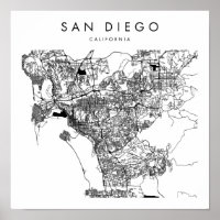 Mapa de la calle moderna mínima de San Diego Calif