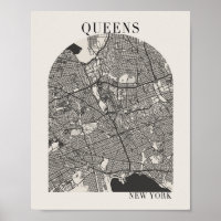 Mapa de la calle Queens New York Boho Arch Beige