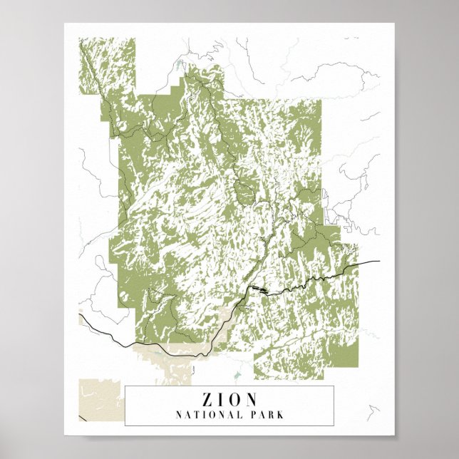 Póster Mapa de la calle Retro del Parque Nacional de Zion (Frente)