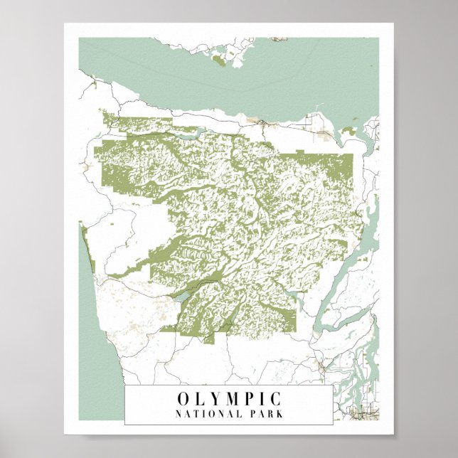 Póster Mapa de la Calle Retro del Parque Nacional Olímpic (Frente)
