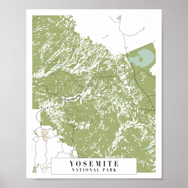 Póster Mapa de la calle Retro del Parque Nacional Yosemit (Frente)