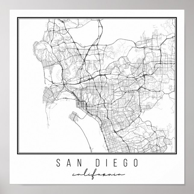 Póster Mapa de la calle San Diego California (Frente)