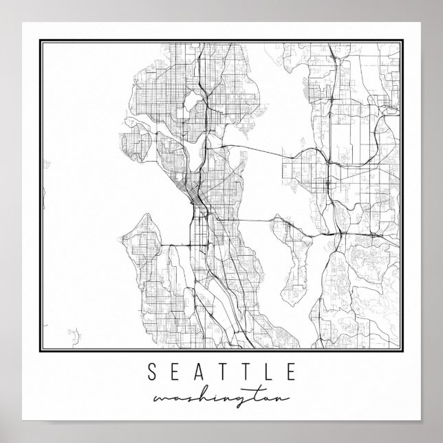 Póster Mapa de la calle Seattle Washington (Frente)
