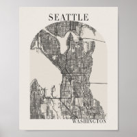 Mapa de la calle Seattle Washington Boho Arch Beig
