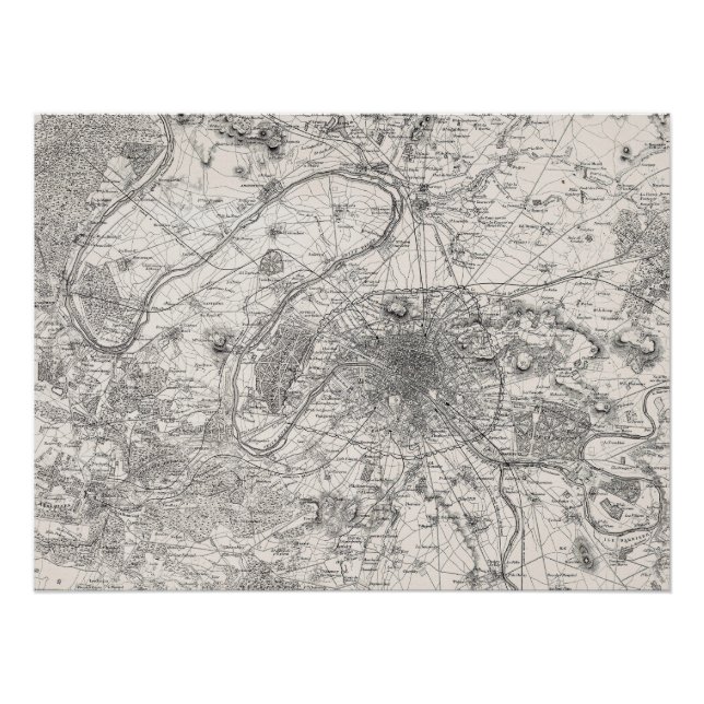 Póster Mapa de la capital de Francia en París (Anverso)