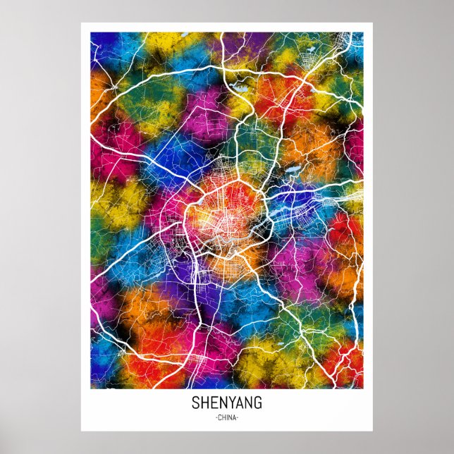 Póster Mapa de la ciudad china de Shenyang (Frente)