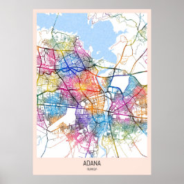 Póster Mapa de la ciudad de Adana Türkiye