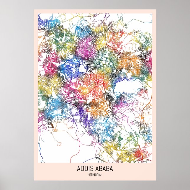 Póster Mapa de la ciudad de Addis Abeba (Frente)