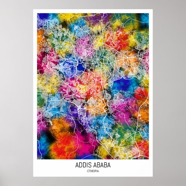 Póster Mapa de la ciudad de Addis Abeba (Frente)
