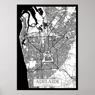 Póster Mapa de la ciudad de Adelaida Australia