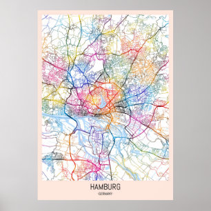 Póster Mapa de la ciudad de Alemania en Hamburgo