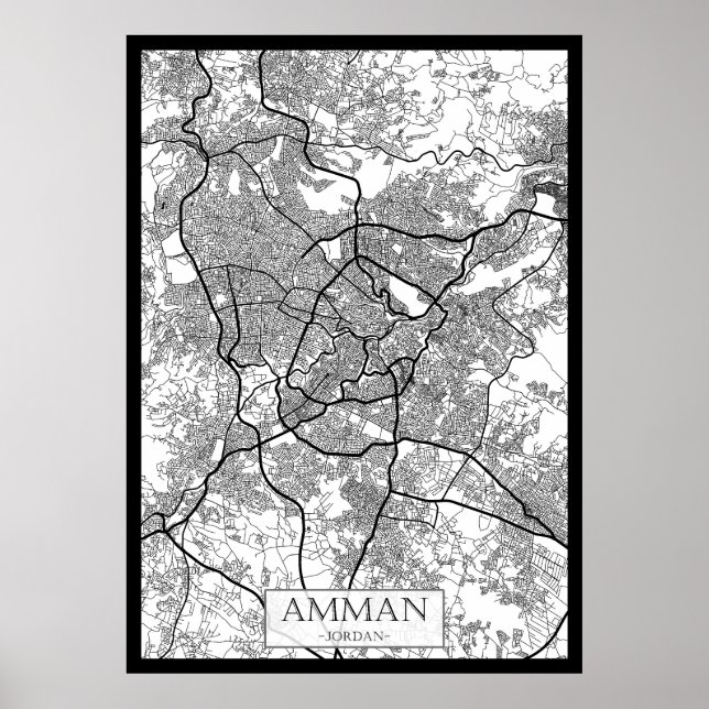 Póster Mapa de la ciudad de Amán Jordania (Frente)