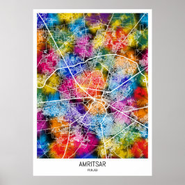 Póster Mapa de la ciudad de Amritsar Punjab