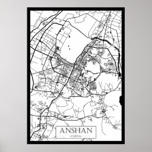 Póster Mapa de la ciudad de Anshan China